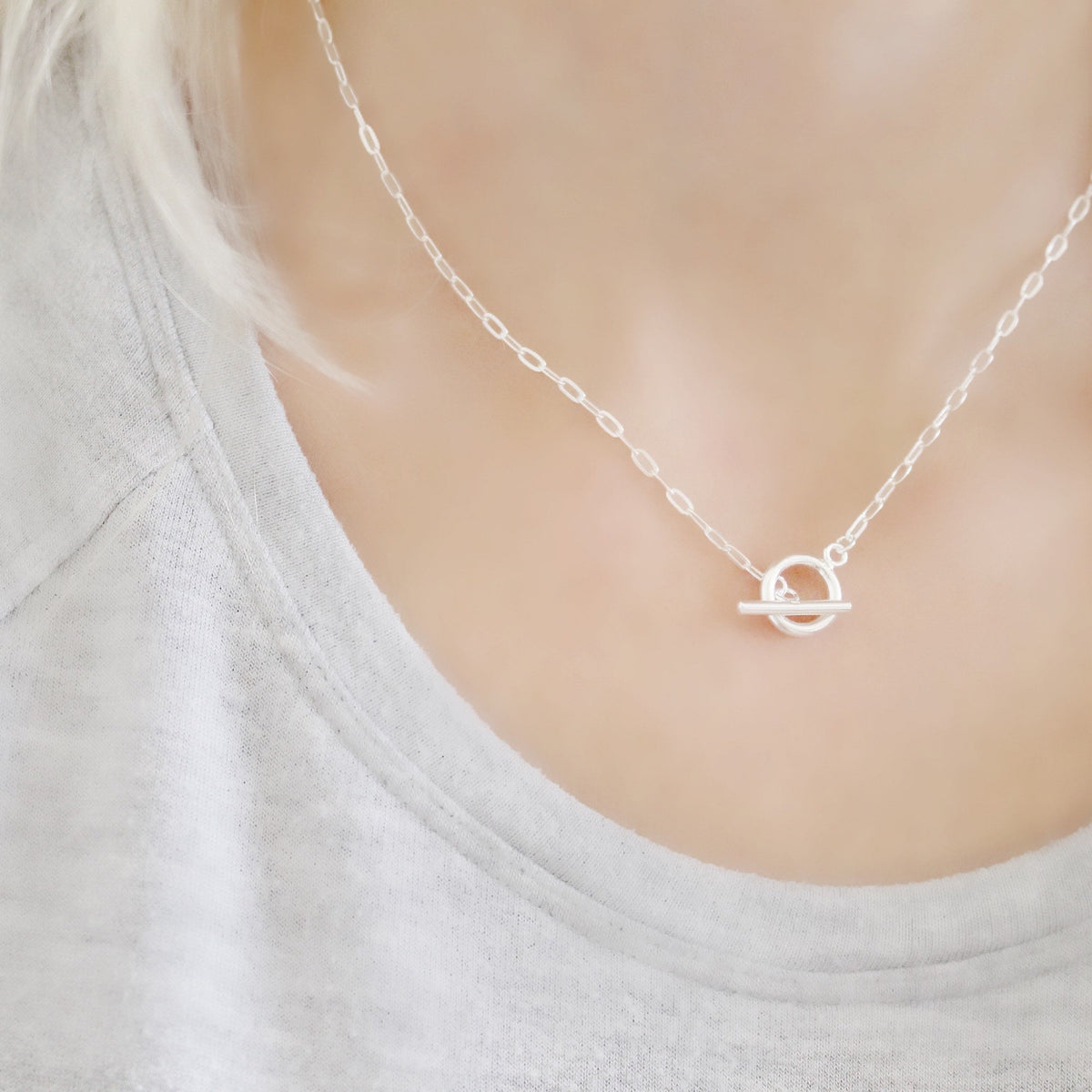 Sterling Silver Open Circle Choker Necklace