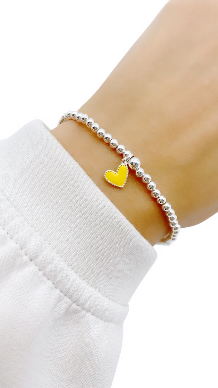 Dainty Sterling Silver Heart Charm Bracelet