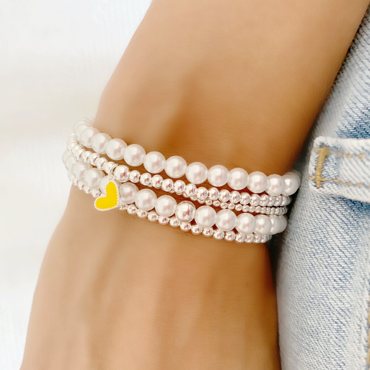 Dainty Sterling Silver Heart Charm Bracelet