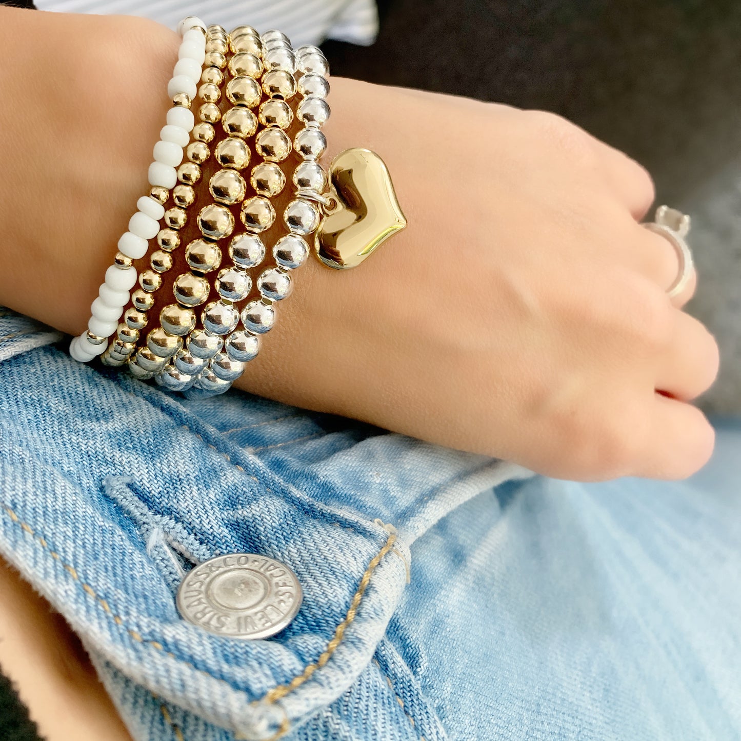 Mixed Metal Silver Bracelet