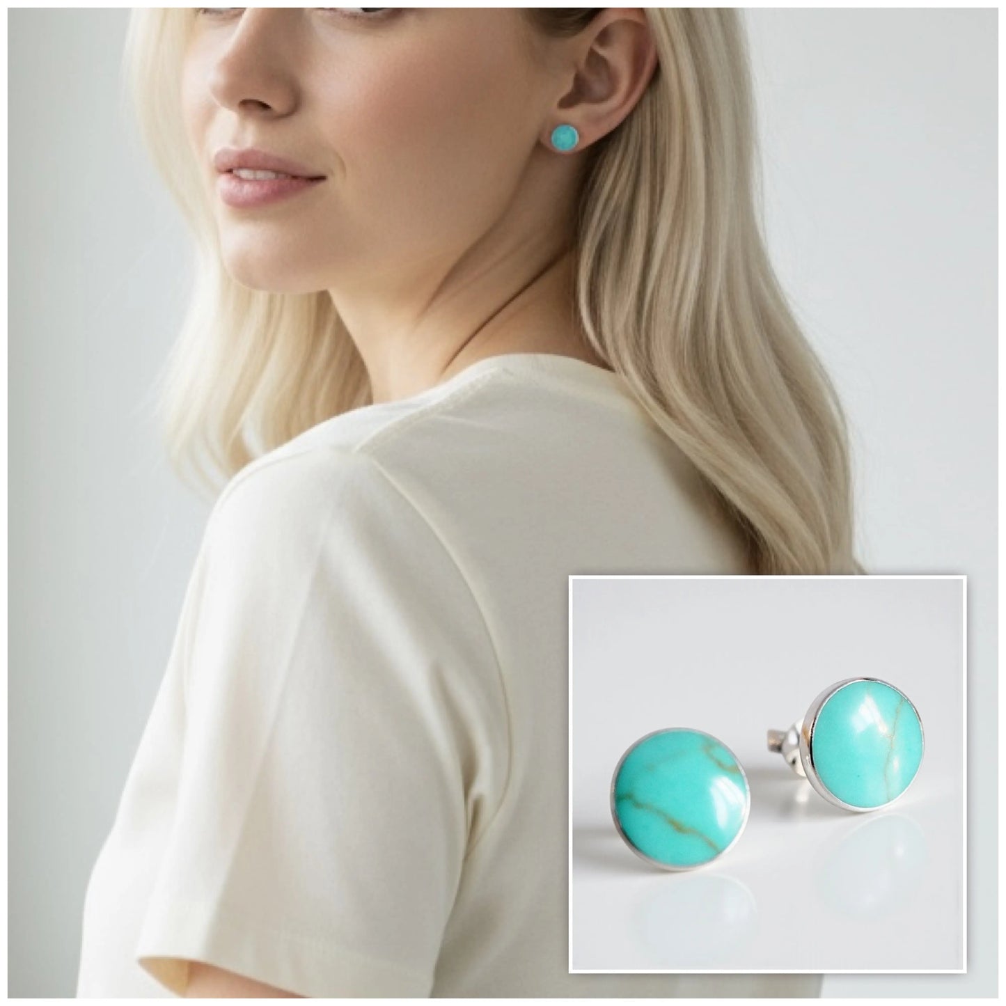 Silver Turquoise studs Savi Jewelry