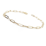 Make a timeless fashion statement with this Paperclip Chain Bracelet in Gold. Show off your style with this gorgeous piece, crafted with precision and finesse. Let this gorgeous 14k gold filled bracelet adorn your wrist and shine with your every outfit.