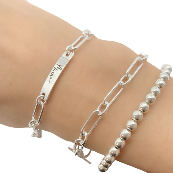 Silver Mom Bracelet