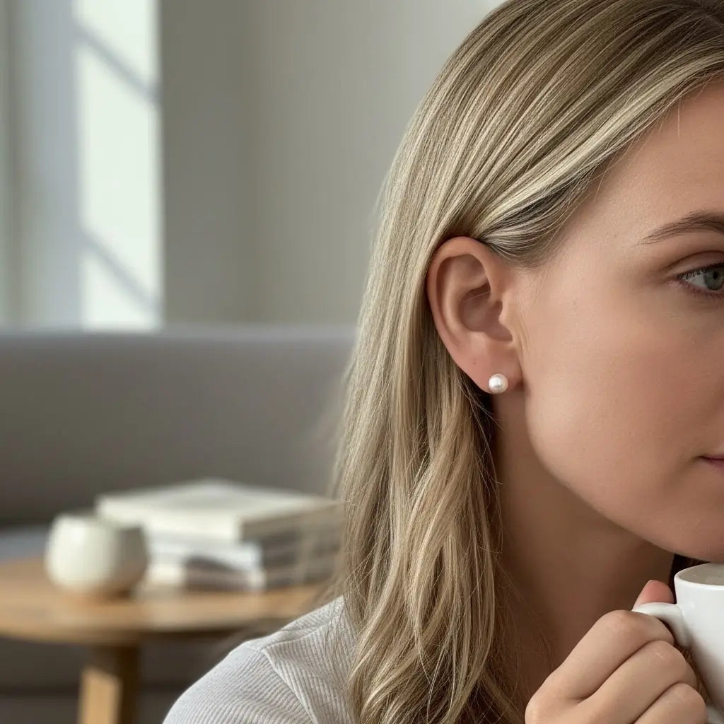 Silver Pearl studs Savi Jewelry