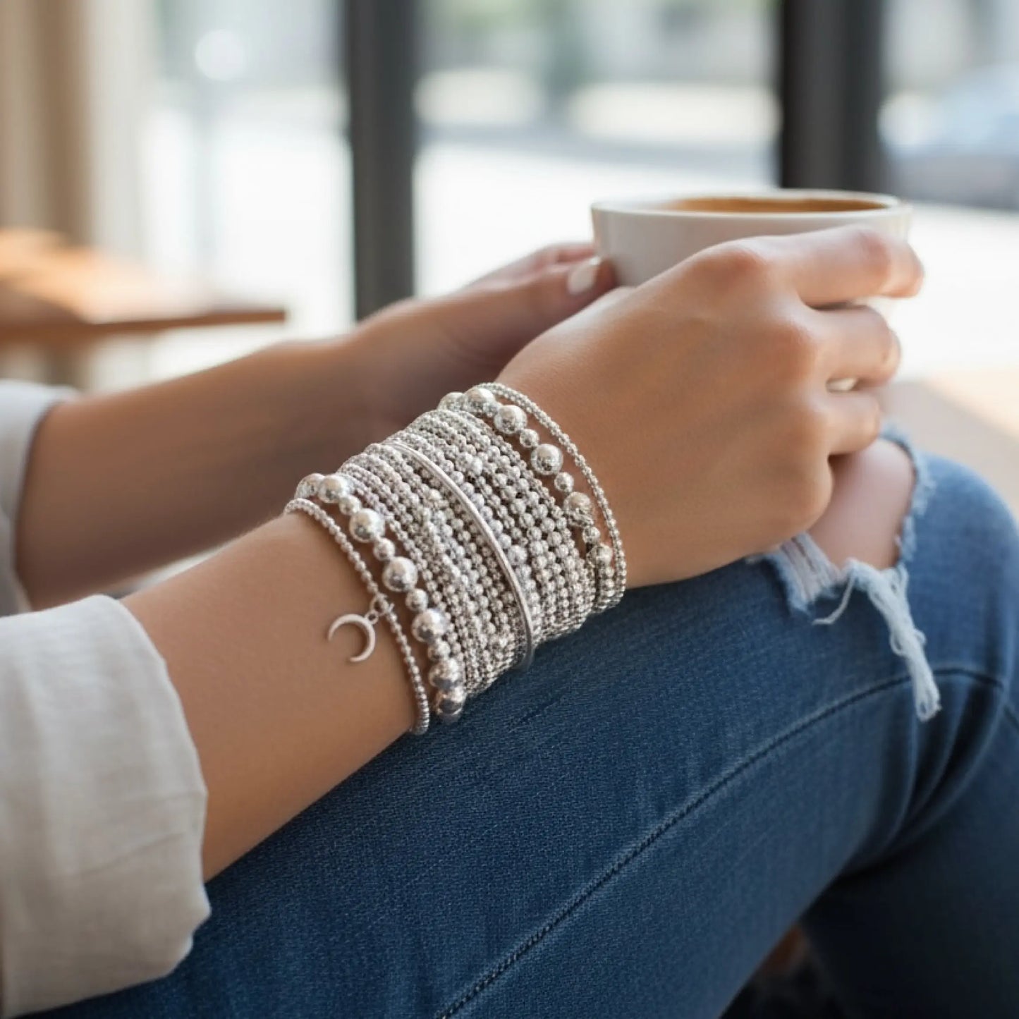Silver bead bracelet SaviJewelry