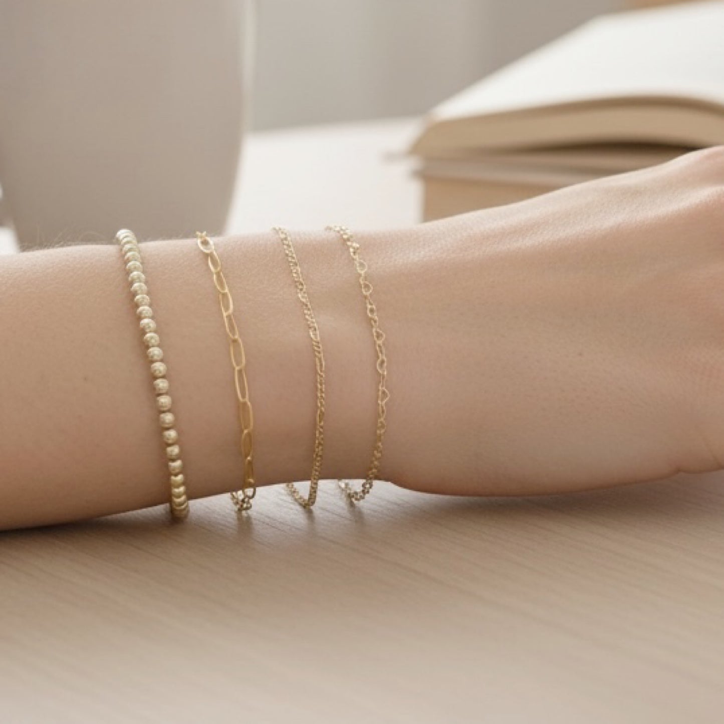 14K Gold Filled Chain Bracelet – Dainty Stackable Gold Bracelet, Minimalist Everyday Jewelry Gift for Her