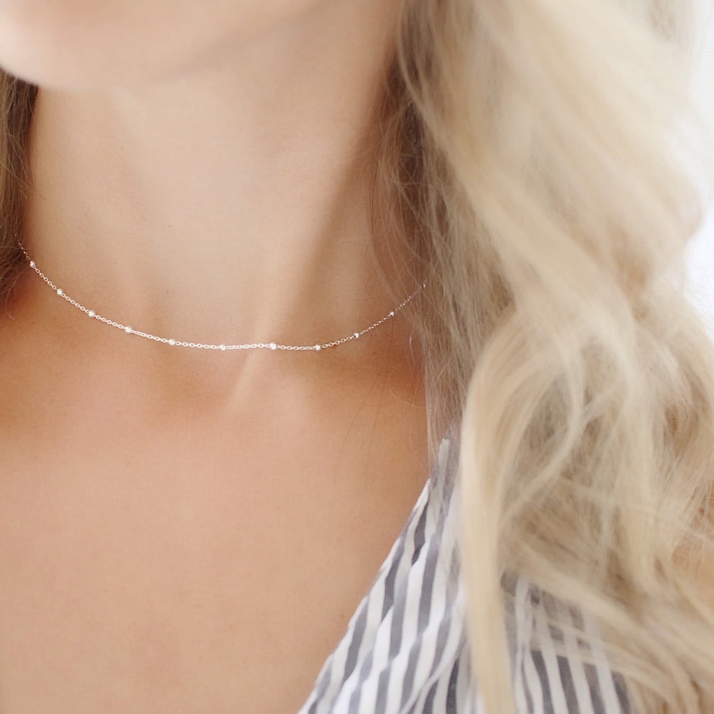 Silver choker necklace