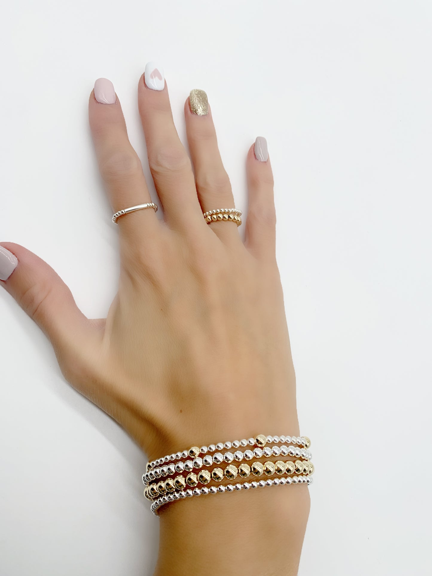 Gold Beaded Stretch Ring