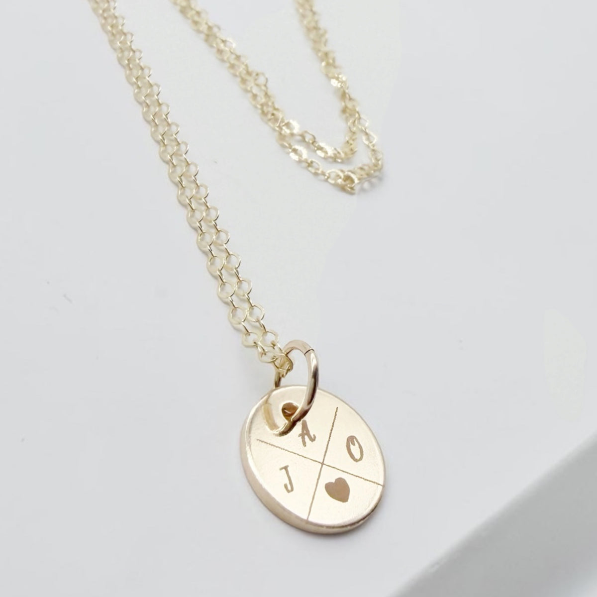 14K Gold Filled Initial & Heart Disc Necklace – Up to 4 Initials