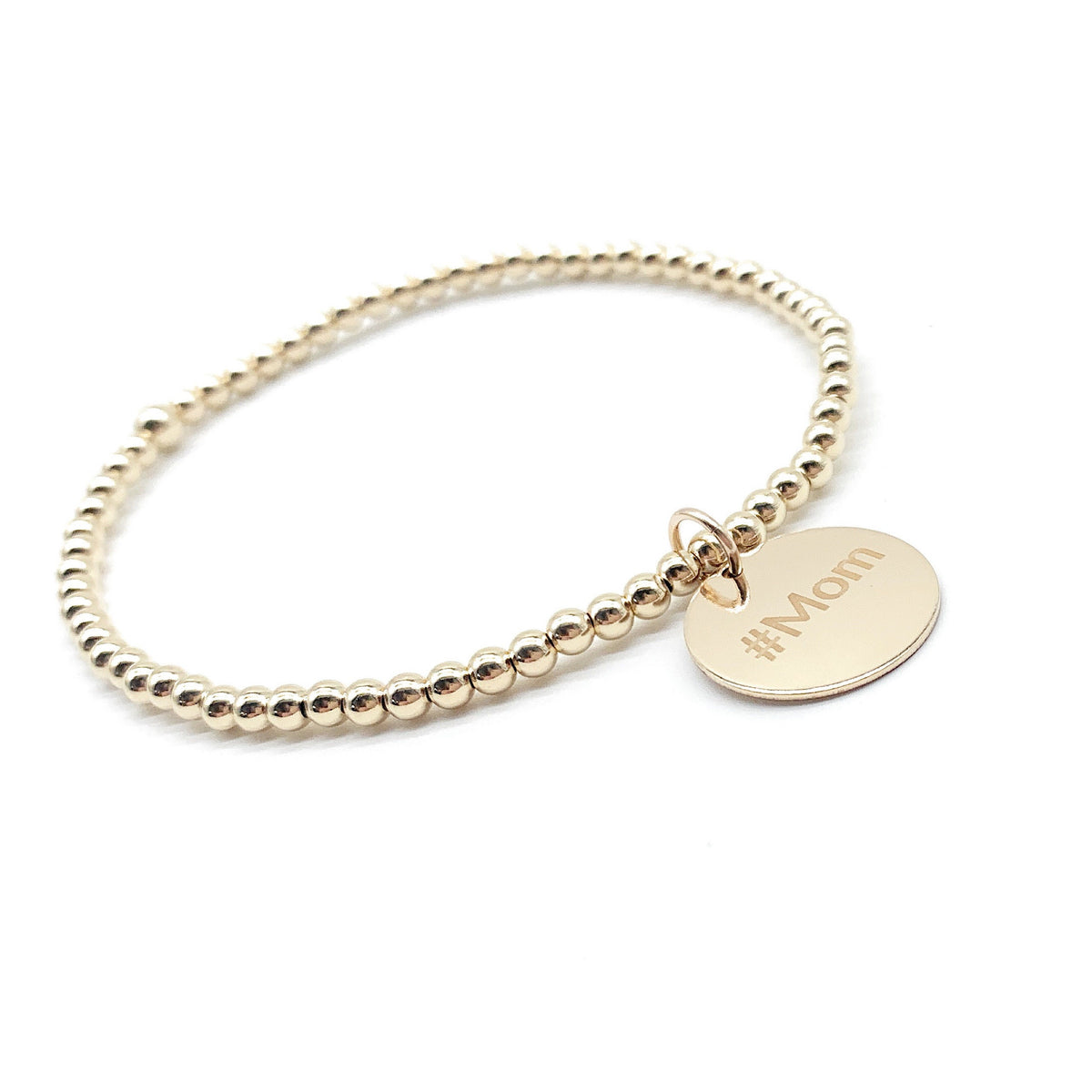 14K Gold-Filled Beaded Bracelet with Custom Charm