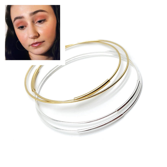 Gold Hoop earrings  • Light weight silver hoop