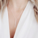 Skinny vertical bar necklace - Savi Jewelry