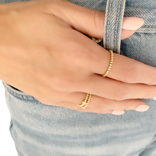 Gold Beaded Stretch Ring