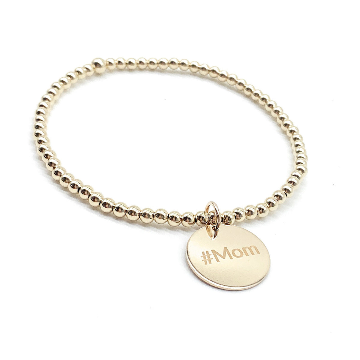 14K Gold-Filled Beaded Bracelet with Custom Charm