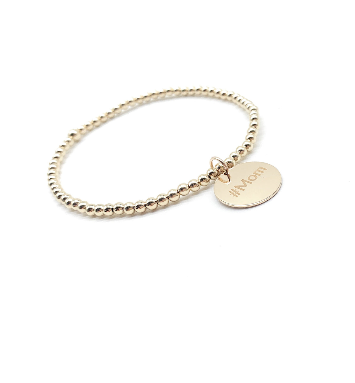 14K Gold-Filled Beaded Bracelet with Custom Charm
