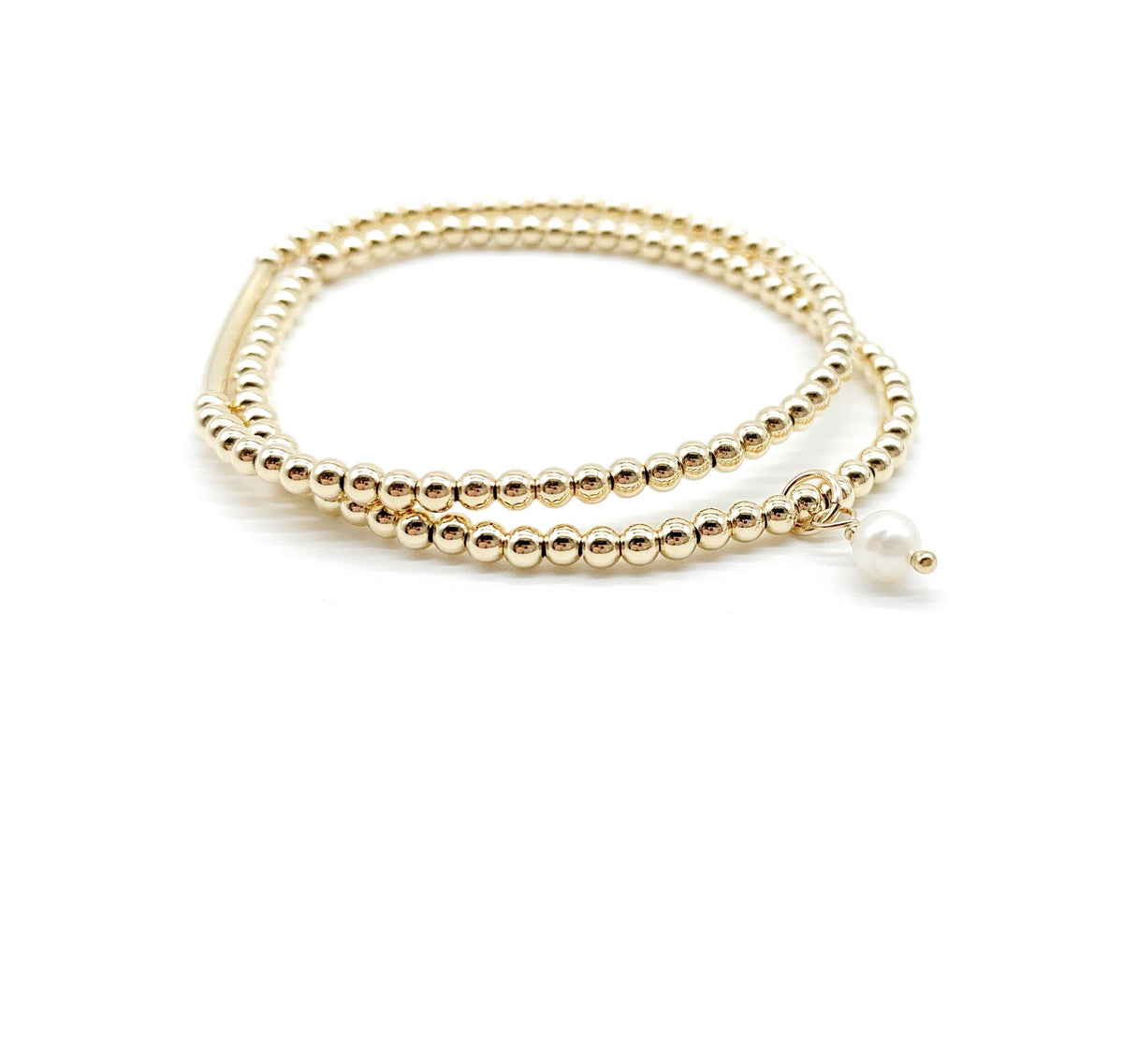 14K Gold-Filled Beaded Bracelet with Optional Freshwater Pearl