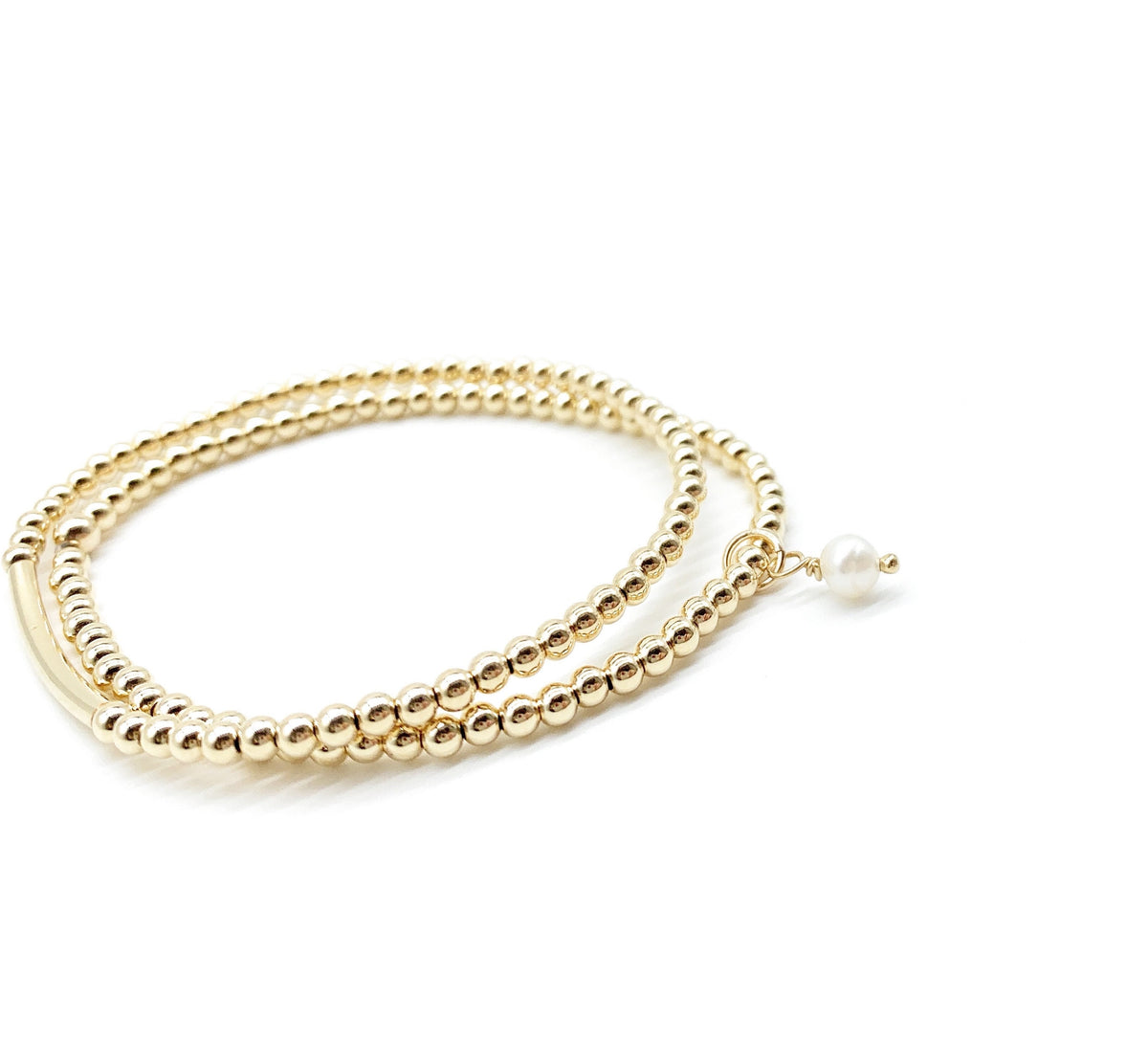 14K Gold-Filled Beaded Bracelet with Optional Freshwater Pearl