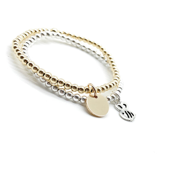 Gold Disc kids initial bracelet