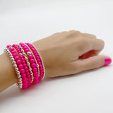 Hot pink silver beaded Bracelet