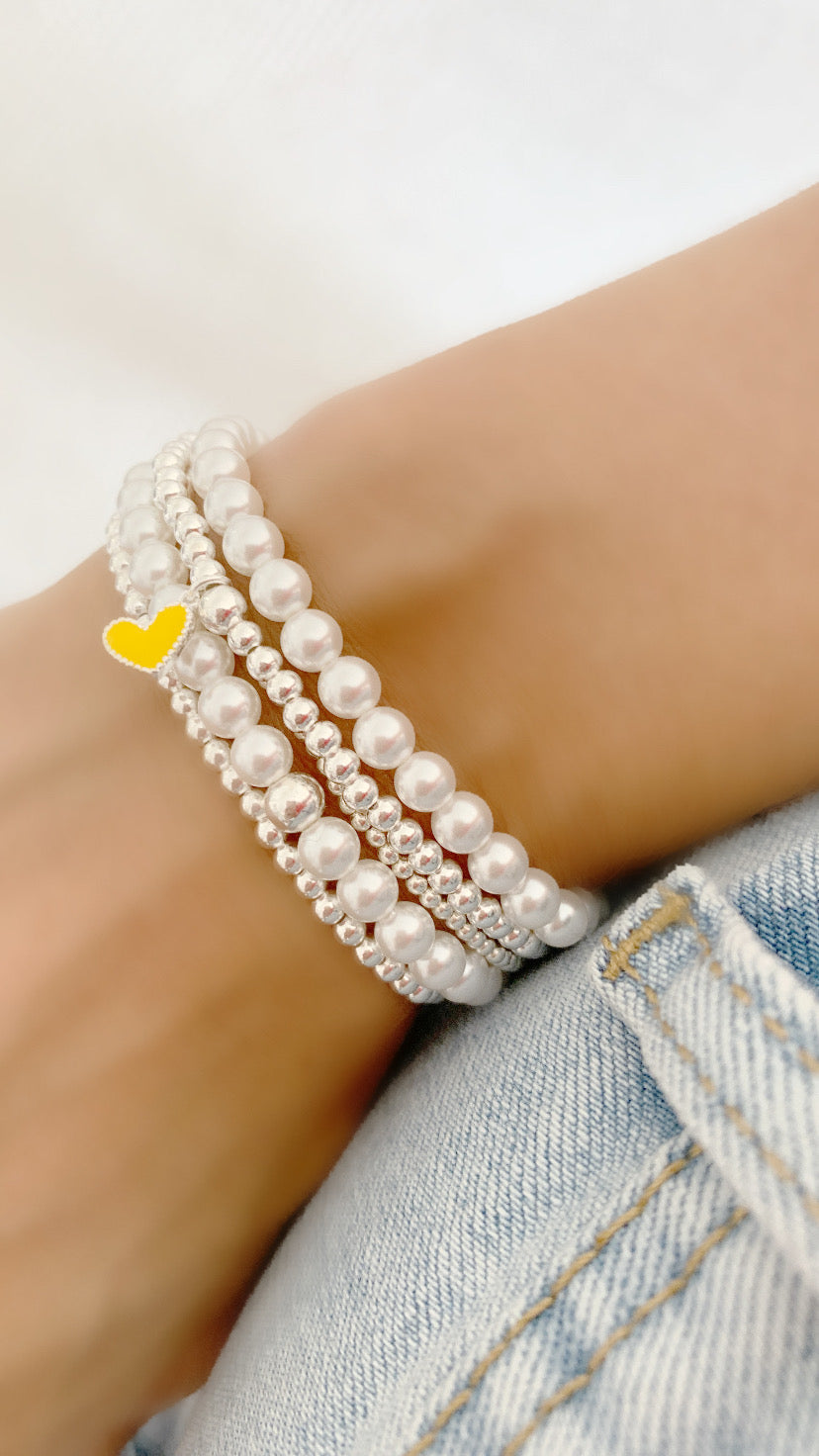 Dainty Sterling Silver Heart Charm Bracelet