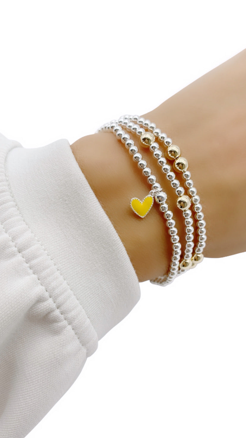 Dainty Sterling Silver Heart Charm Bracelet