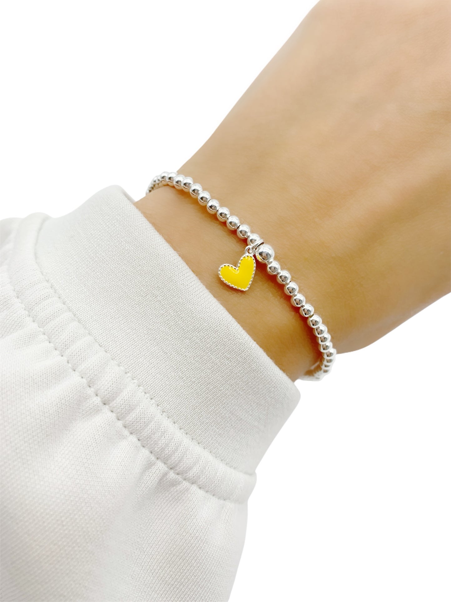 Dainty Sterling Silver Heart Charm Bracelet
