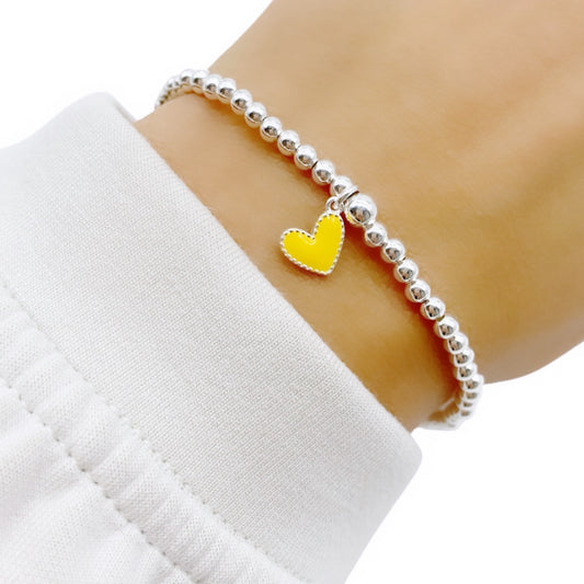Dainty Sterling Silver Heart Charm Bracelet