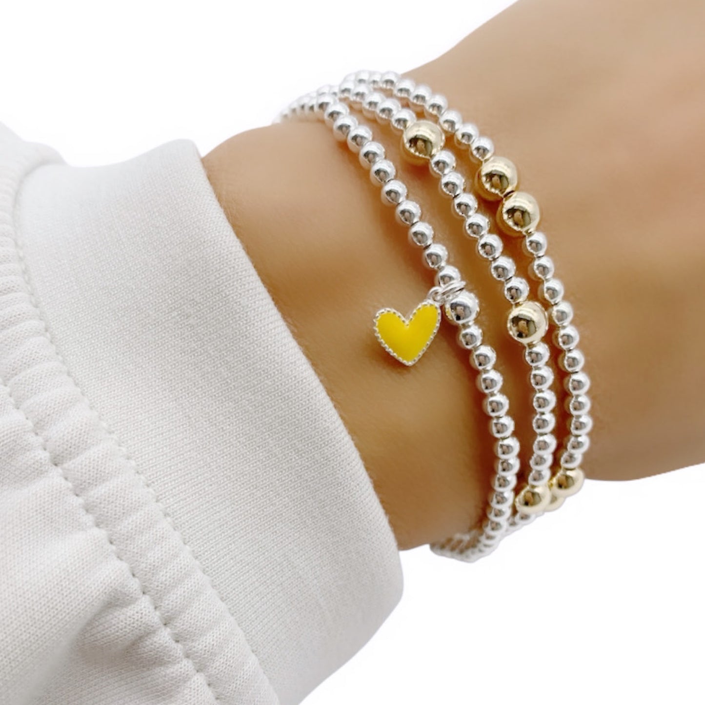 Dainty Sterling Silver Heart Charm Bracelet