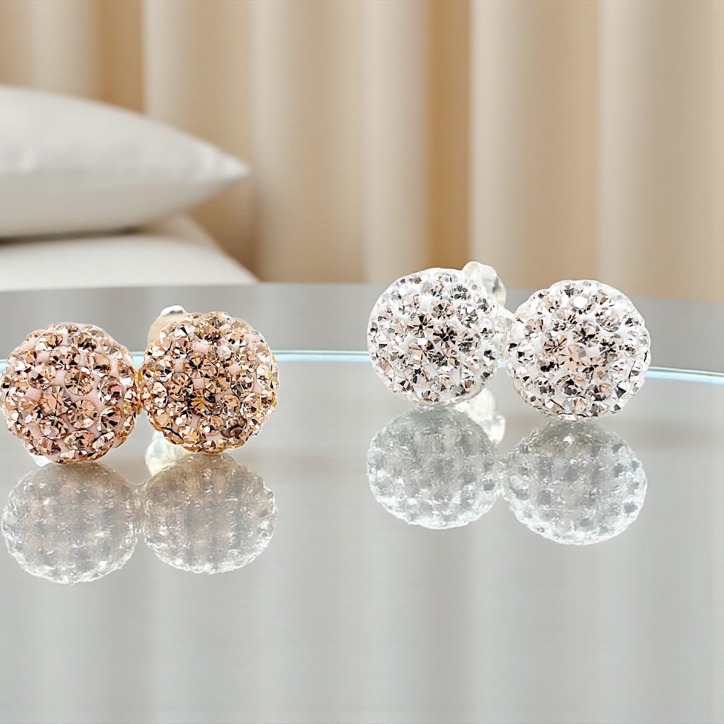 Silver Crystal stud Earrings
