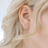 Tiny Three Dot Trio Stud Earrings in Gold Over Sterling Silver, Sparkly Cz Crystals