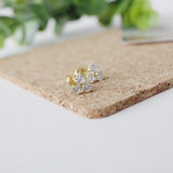 Tiny Three Dot Trio Stud Earrings in Gold Over Sterling Silver, Sparkly Cz Crystals