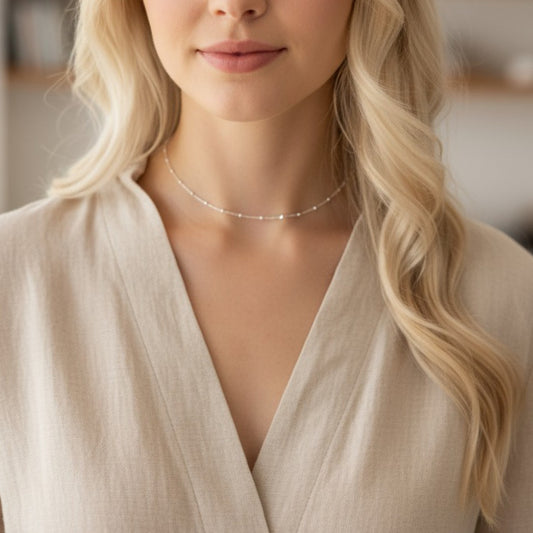 Silver choker necklace