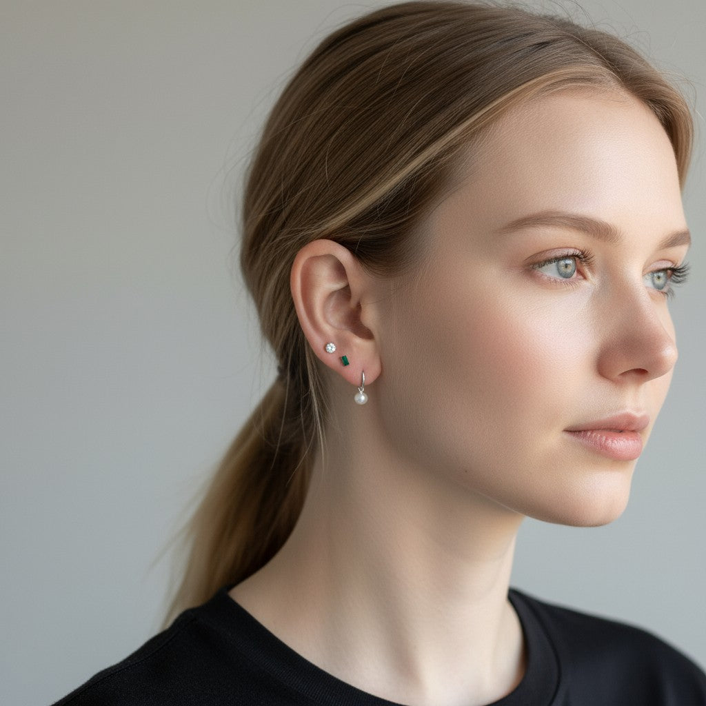 Silver Birthstone studs