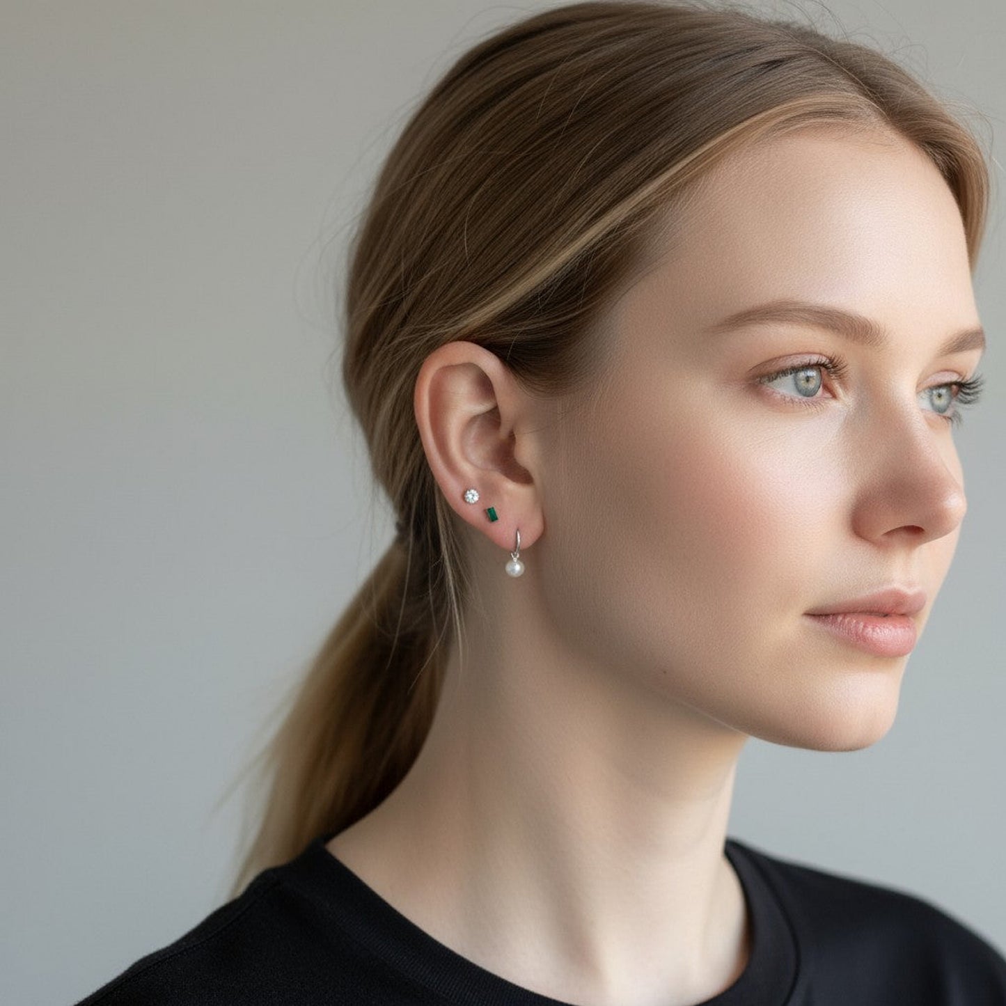 Silver Birthstone studs