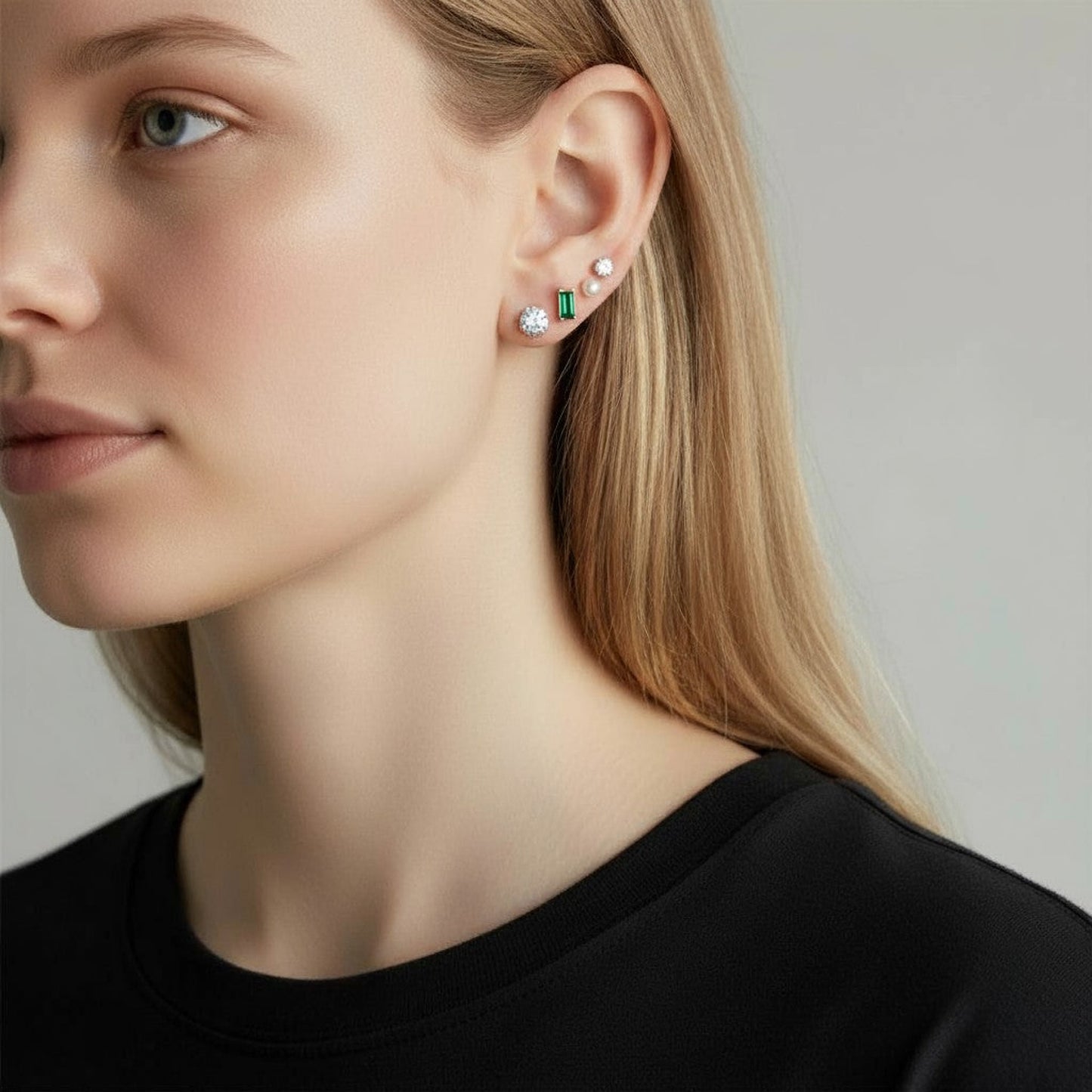 Silver Birthstone studs