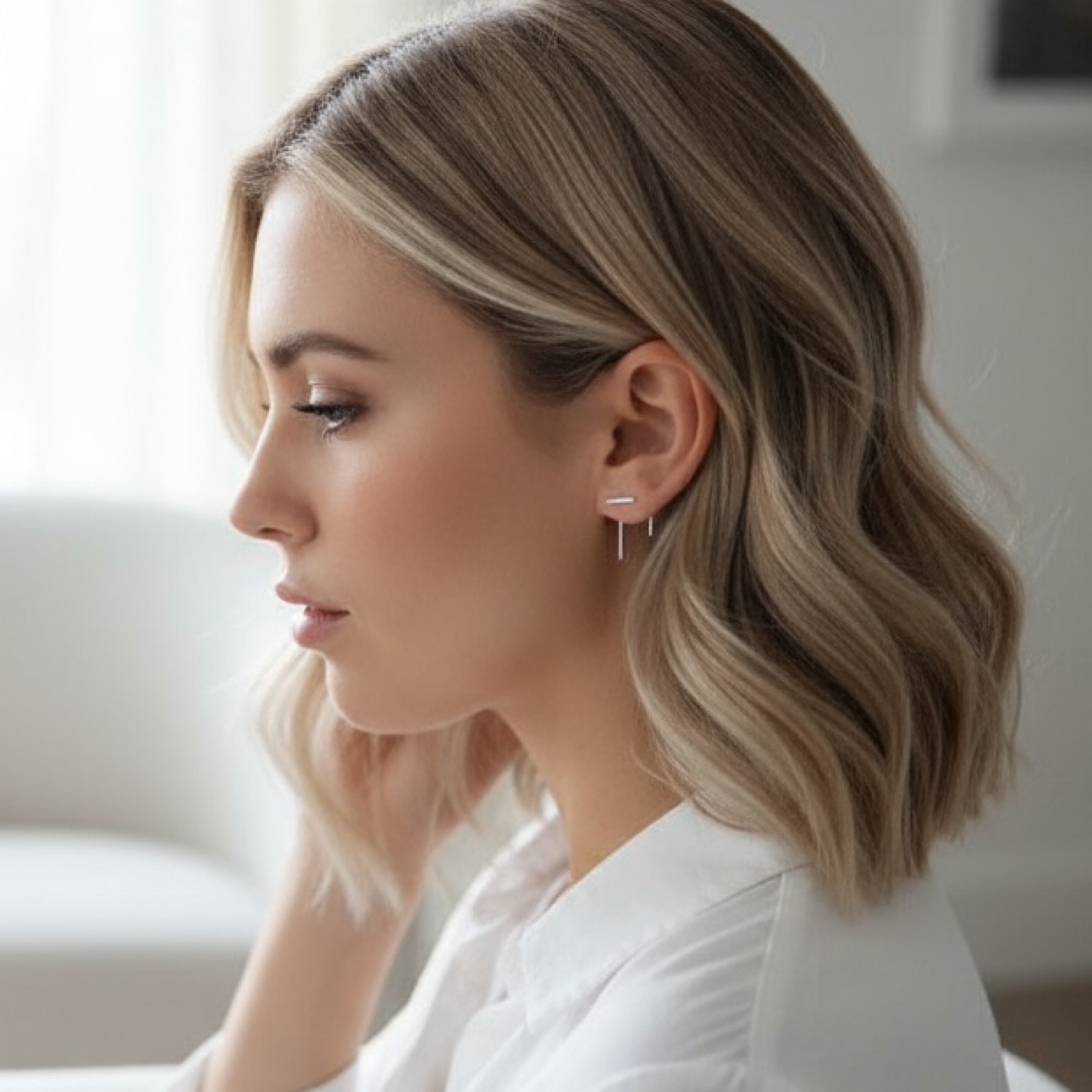 Silver Ear jacket Earrings