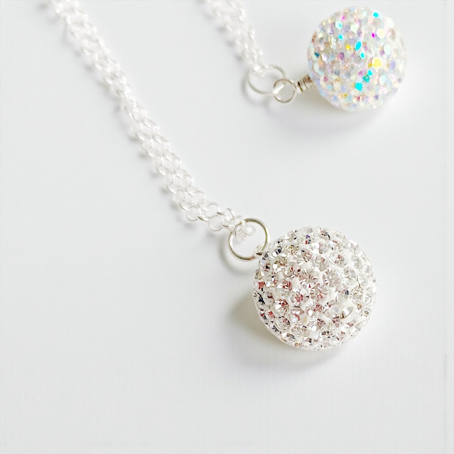 Silver Crystal ball necklace