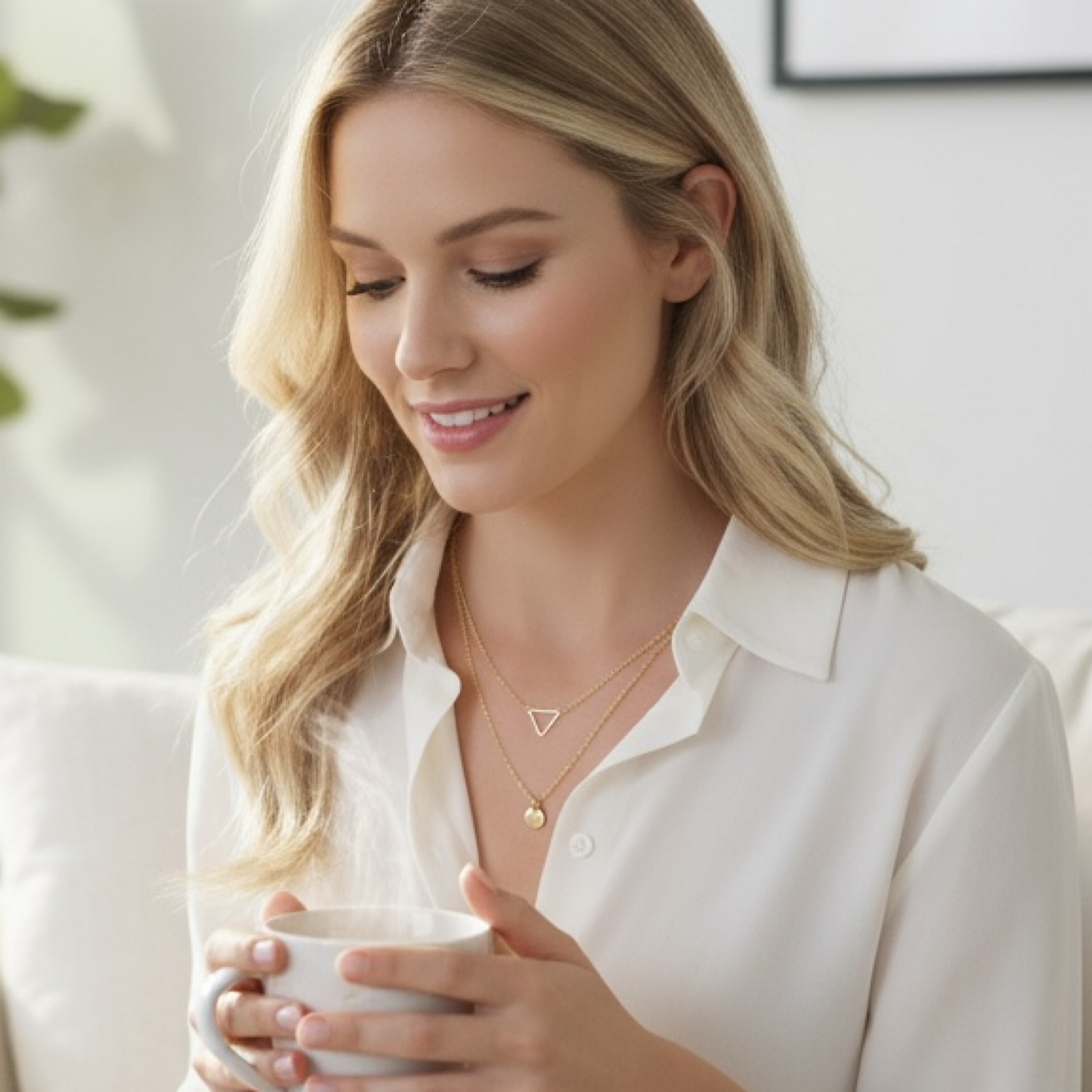 Gold triangle necklace