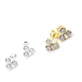 Tiny Three Dot Trio Stud Earrings in Gold Over Sterling Silver, Sparkly Cz Crystals