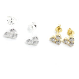 Tiny Three Dot Trio Stud Earrings in Gold Over Sterling Silver, Sparkly Cz Crystals