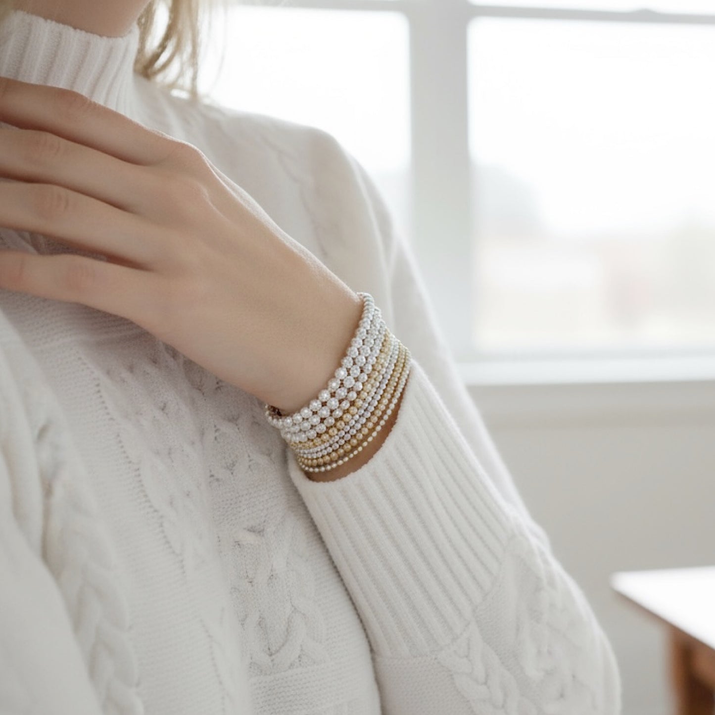 Gold Beaded Stretch Bracelet • Best Seller