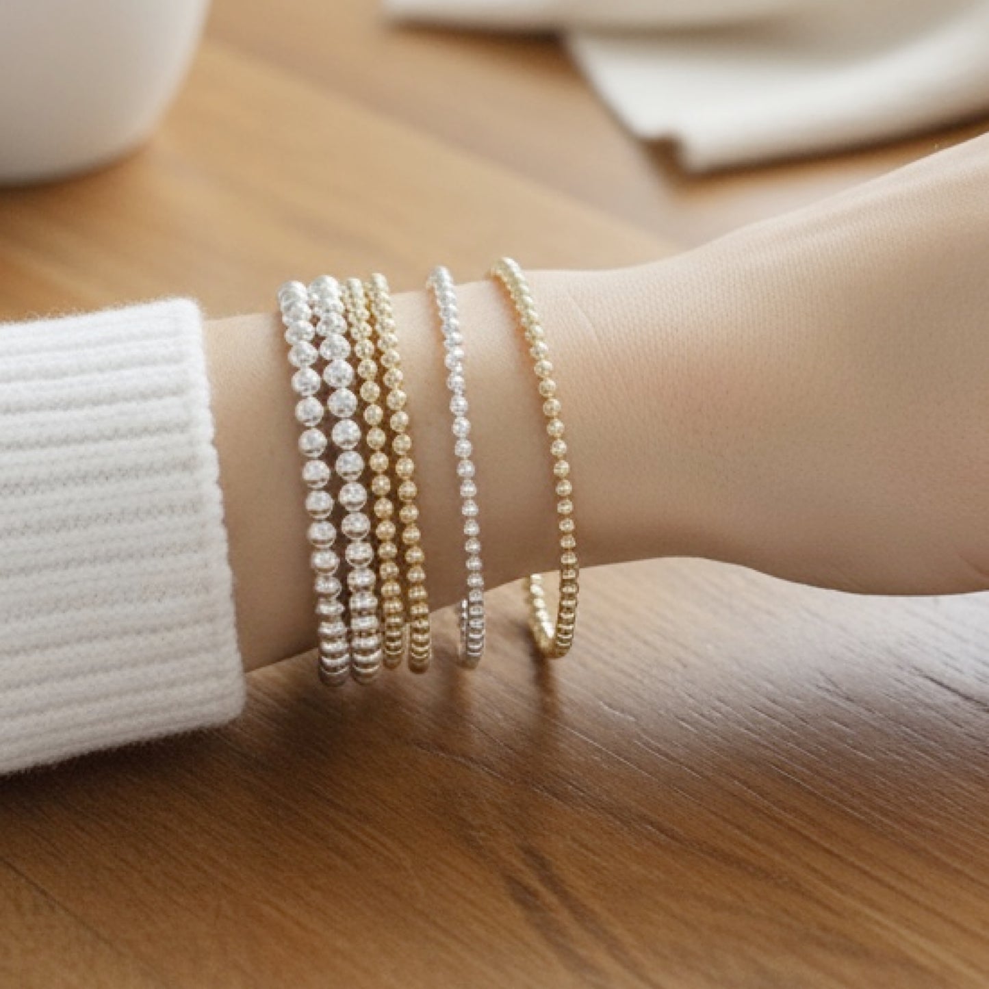 Gold Beaded Stretch Bracelet • Best Seller