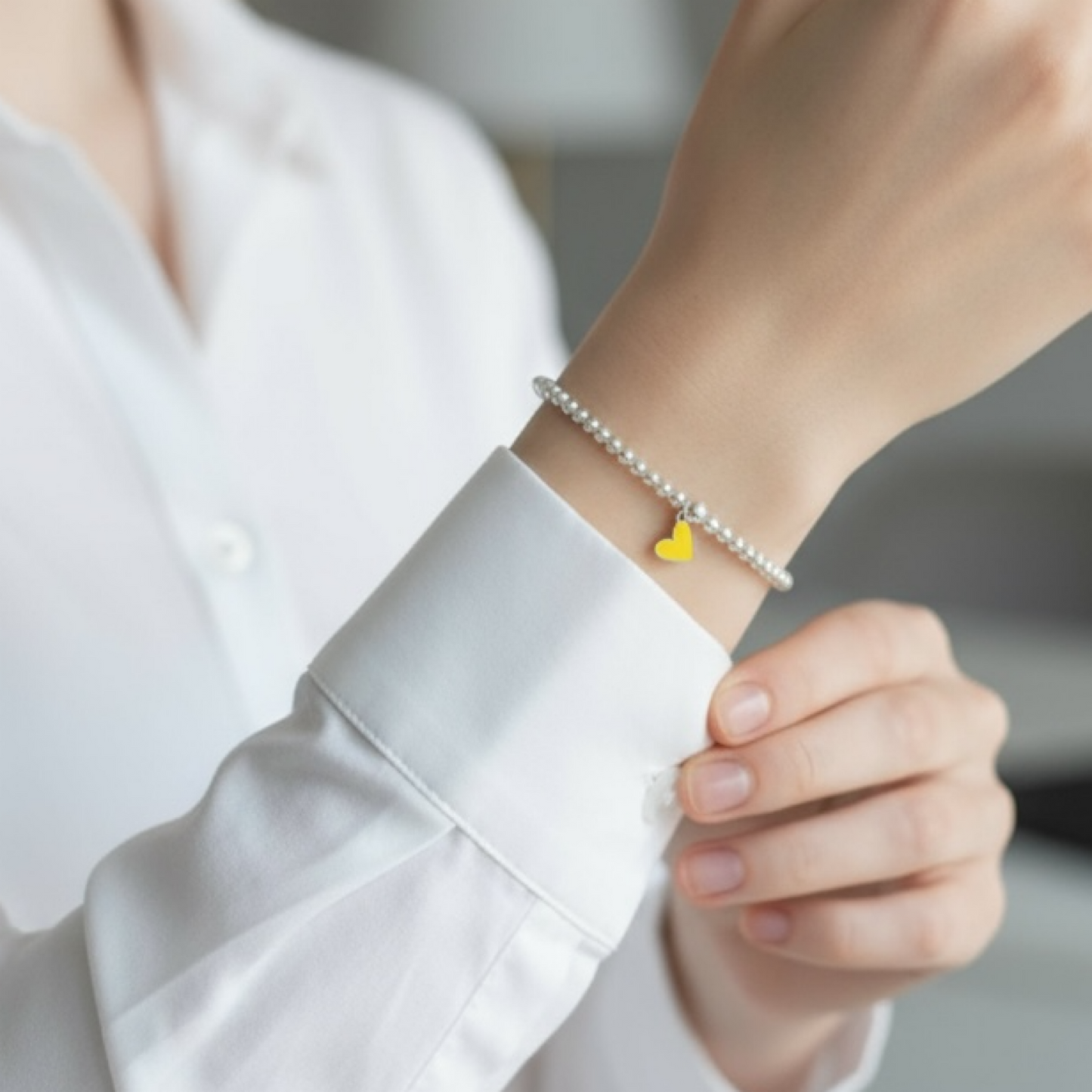 Dainty Sterling Silver Heart Charm Bracelet