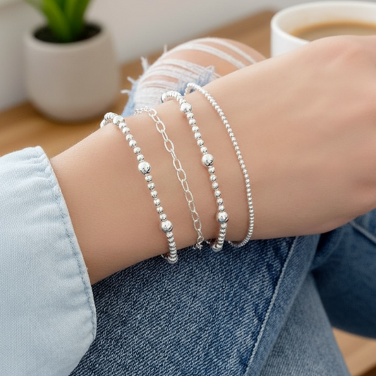 Sterling silver stacked set of 4