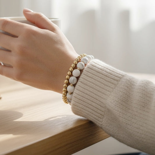 Gold beaded Gemstone Bracelet