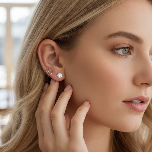 Silver Crystal stud Earring