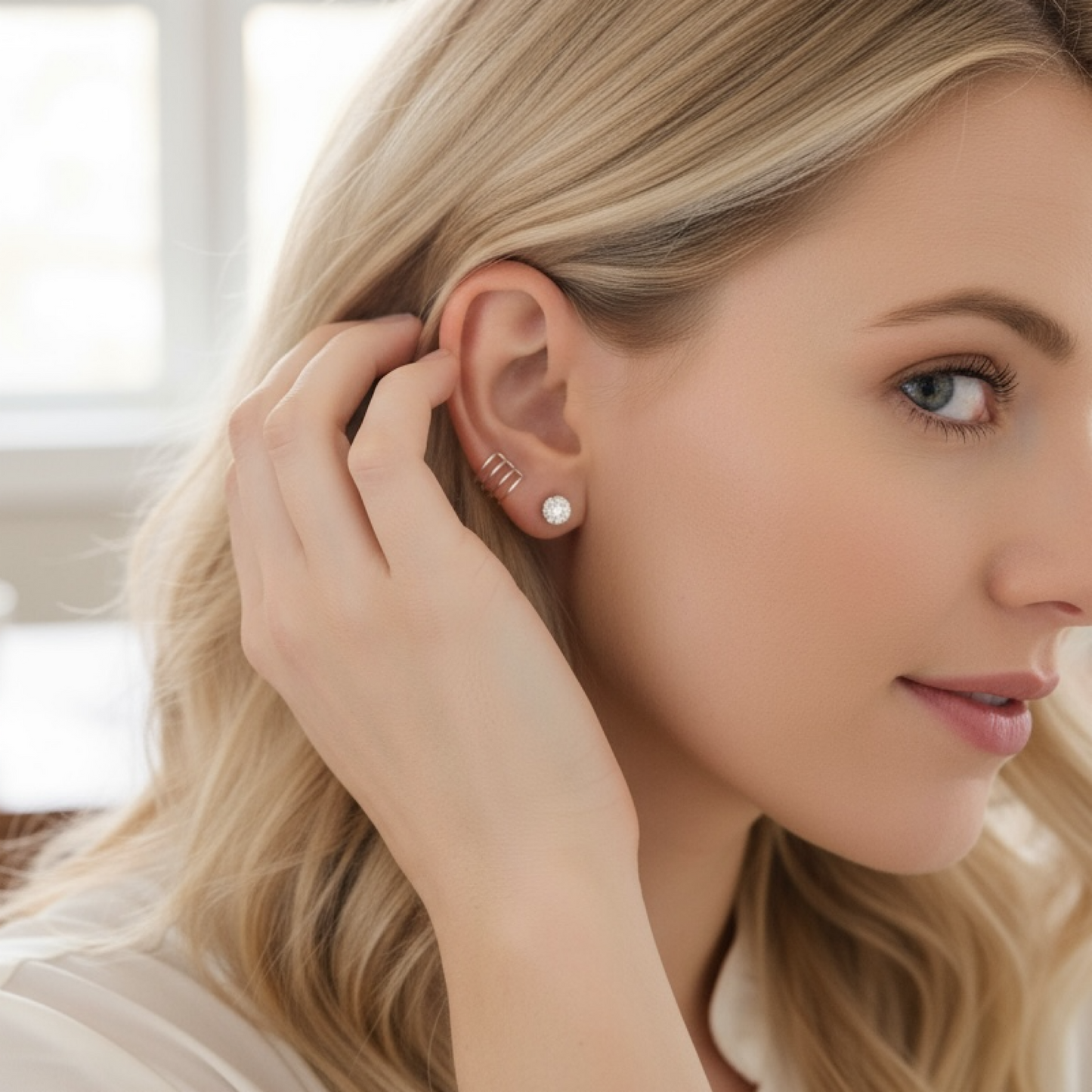 Silver Crystal stud Earring