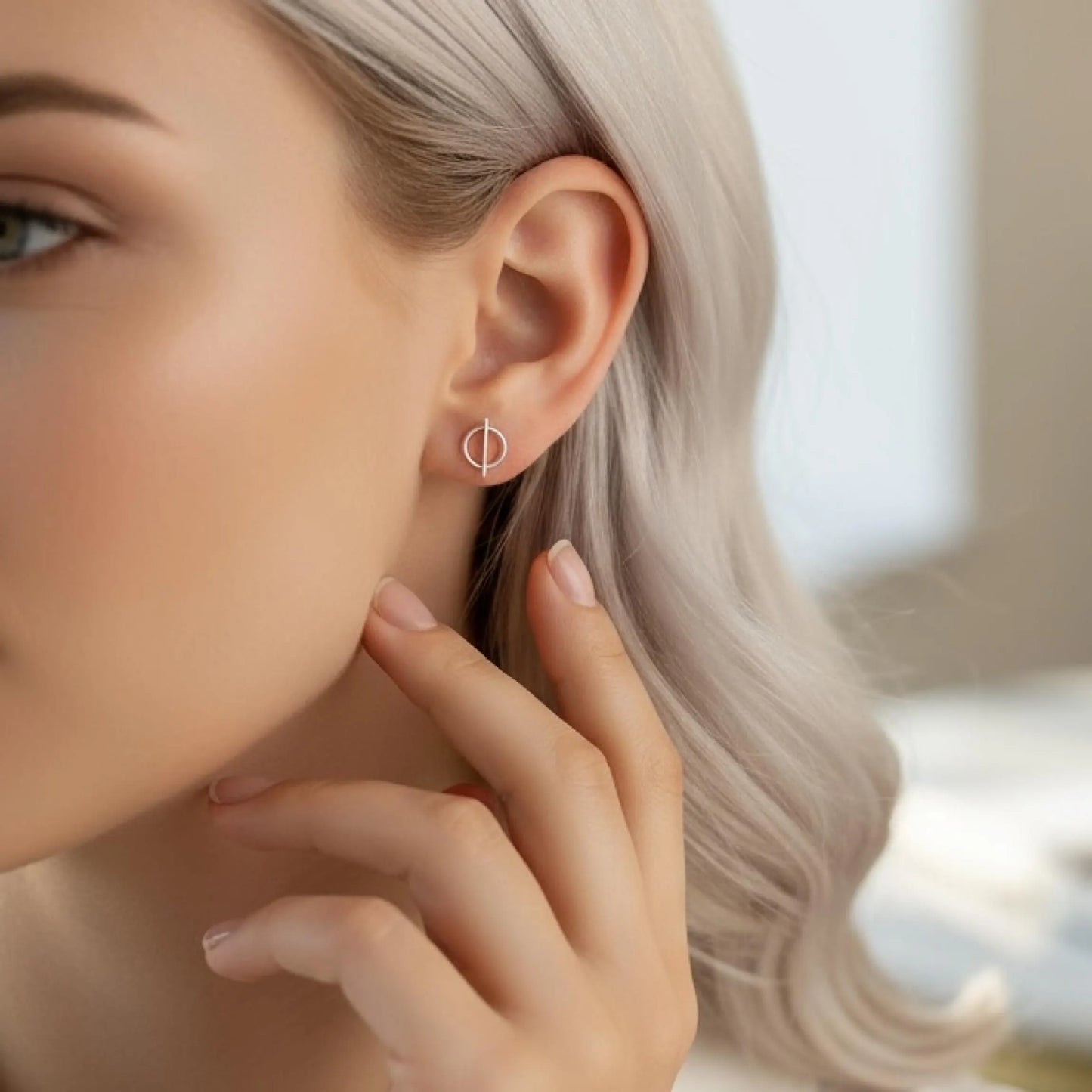 Sterling Silver Circle Stud Earrings