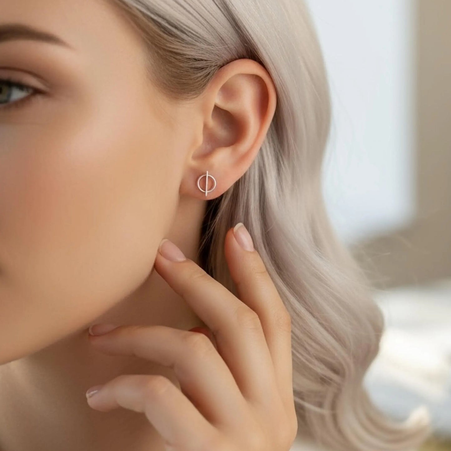 Sterling Silver Circle Stud Earrings