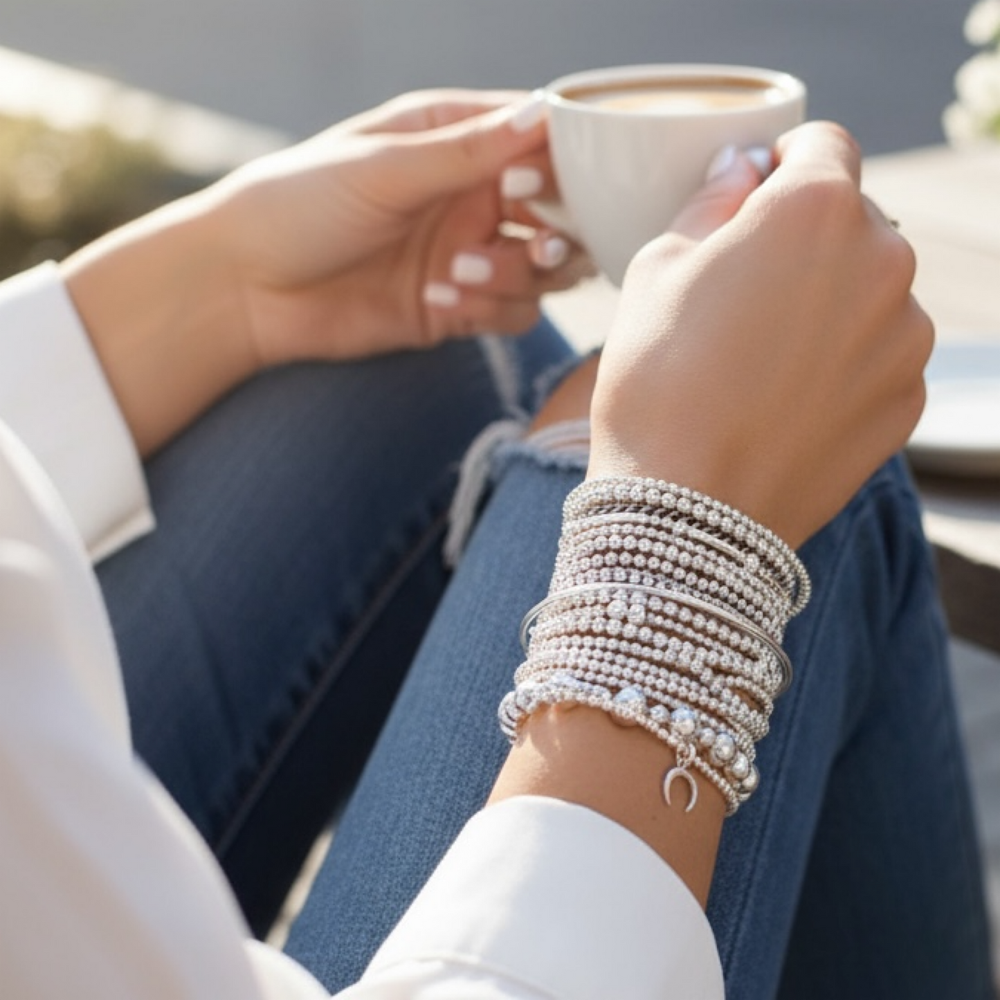 Silver bead bracelet